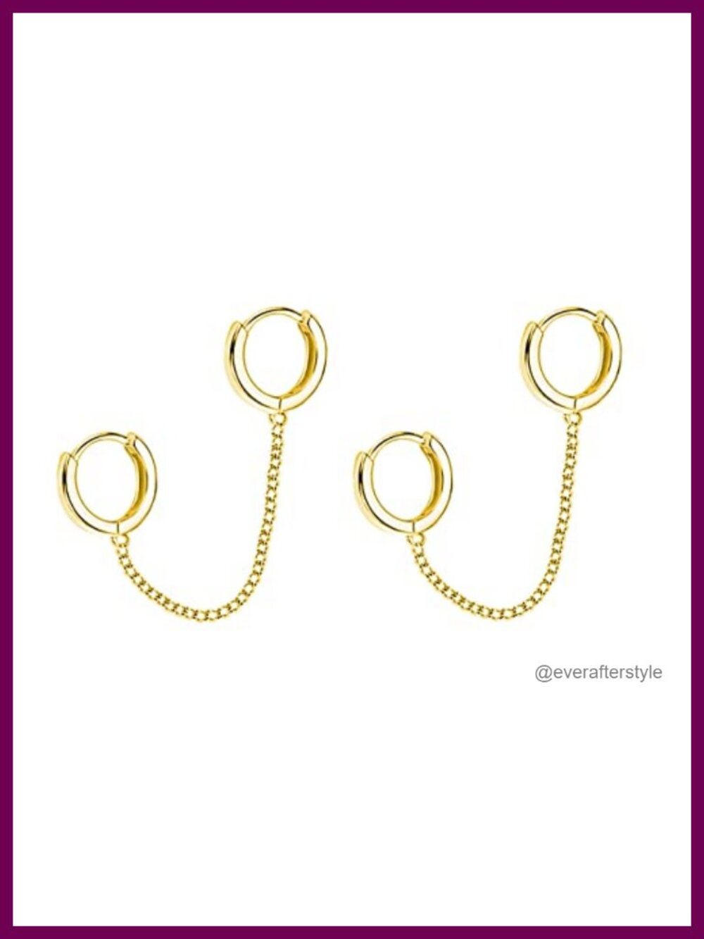 925 Sterling Silver Double Hoop Earrings for Women Chain Double Piercing